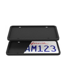 Black License Plate Frame Covers 2 Pack- Front and Back Car Plate Bracket Holders. Rattle-Proof, Weather-Proof (Black) (1)