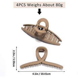 Staila Big Hair Claw Clips No Slip Big Matte Jaw Large Butterfly Clip Claw Clamp Strong Hold Barrette Hair Clip Accessories for Women 4 pcs