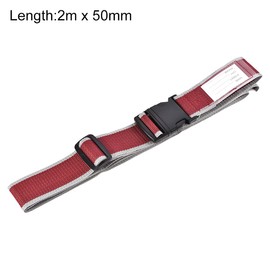 sourcing map Luggage Strap Suitcase Belt with Buckle Label, 2Mx5cm Adjustable PP Travel Bag Packing Accessory, Red Gray