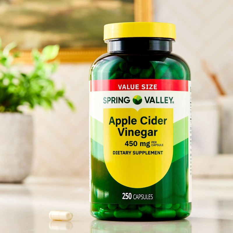 Spring Valley Apple Cider Vinegar Dietary Supplement Capsules 450mg 250