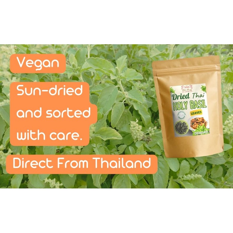 Hida Beauty Dried Thai Holy Basil Leaves 30g Whole Leaves