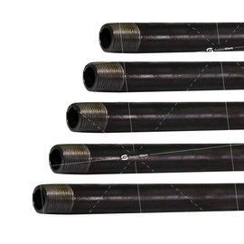 Supply Giant 1 Inch Black Pipe, Threaded One Inch Malleable Steel Pipes Fitting Build DIY Vintage Furniture, 1" x 18" (Pack Of 5)