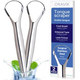 ORAVIX ORAVIX Tongue Scraper (Pack of 2), Tongue Scraper for Bad Breath, Tongue Cleaners Stainless Steel, Metal Tongue Scraper, Tongue Scraper for Adults Fresher Breath, Tongue Scraper Stainless Steel