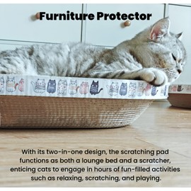 Spindro 4 Pack Large Cat Scratcher Cardboard, Oval Cat Scratcher Bed Cat Scratch Pad Board Lounge Couch for Indoor Cats Bowl Shaped Cat Scratching Post Nest for Cats Grinding Claw Furniture Protector