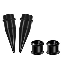 7/16“(11MM) 2 Pairs 316L Steel Tapers and Tunnels Ear Stretching Kit Single Flare Plugs Flesh Tunnel With O-rings, Stainless Steel, no gemstone