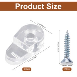 20Pcs Glass Retainer Clips, 0.79x0.43 inch Plastic Glass Panel Clips Mirror Holder Clips with Screws for Fixing Windows Glass Cabinet Doors (Transparent)