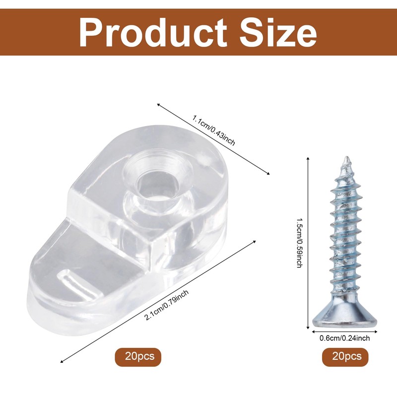 20Pcs Glass Retainer Clips, 0.79x0.43 inch Plastic Glass Panel Clips