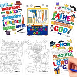 Fancy Land Fathers Day Color Your Own Cards DIY Religious Father’s Day Crafts for Kids Classroom Art Project Holiday Party Gift Supplies 12Pcs