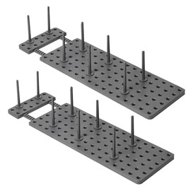 2 Sets Plate Holder for Drawer - Adjustable Dish Organiser with 16 Supports - For Plates, Bowls, Cups, Pot Lids - Space Saving Storage & Tidy in the Kitchen, Dark Grey