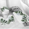 Xshelley Three Piece Tropical Leaf Plant Bathroom Bath Mat, Non-Slip