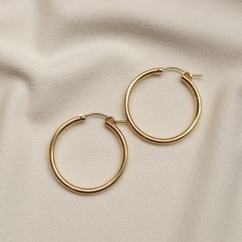 HUNTER & TROVE 14K Yellow or Rose Gold Fill Hoop Earrings, 13mm - 35mm Sizes (29mm 14K Yellow Gold Fill)