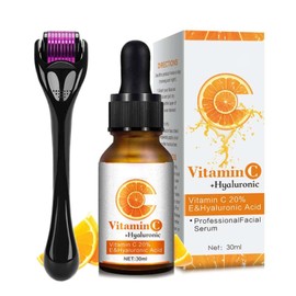 0.25mm Roller Kit & Vitamin C + Hyaluronic Acid Serum - Smooth Skin, Bright Complexion