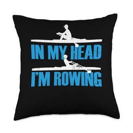 Rowing Lover Funny I'm Rowing Rower Boat Expert Graphic Throw Pillow