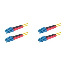 SpeedyFiberTX 2-Pack 200 Feet LC/U to LC/U Fiber Optic Patch Cable, Red and Black Boots, Corning SMF-28 Ultra Single-Mode 9/125um Optical Fiber, Duplex Yellow Riser OFNR Cable Jacket