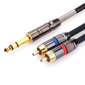 tisino 1/4 to RCA Cable, Quarter inch TRS to RCA Audio Cable 6.35mm Stereo Jack to Dual RCA Insert Cable Y Splitter Cabl - 1.6 feet/50 cm