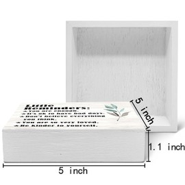 SRADMO Inspirational Little Reminders Wood Box Sign Desk Decor, Inspirational Desk Decor, Inspirational Saying College Gifts Box Sign Decoration For Office Home Dorm Desk Shelf Table Decor