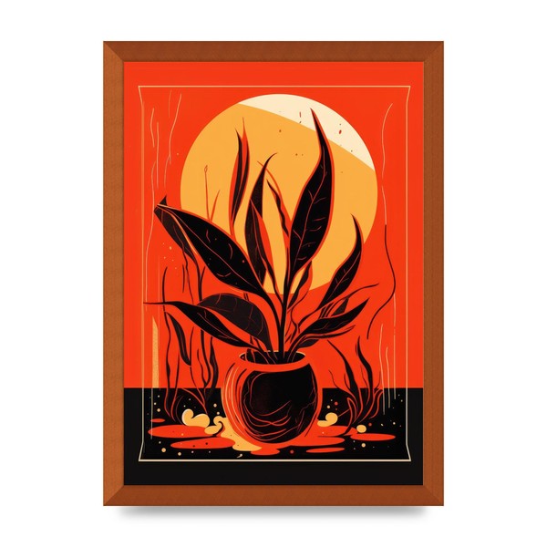 Lithobee - Snake Plant on Vibrant Orange Home Wall Art