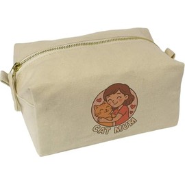 'Cat Mum' Canvas Wash Bag/Makeup Case (CS00044630)
