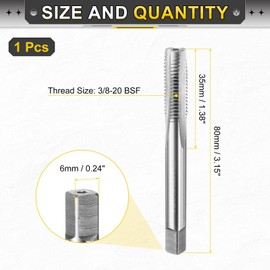 sourcing map Hand Taper Tap 3/8-20 BSF 2B Thread Taper Style Taps Straight Flute Screw Tapping Threading Tool High Speed Steel HSS6542