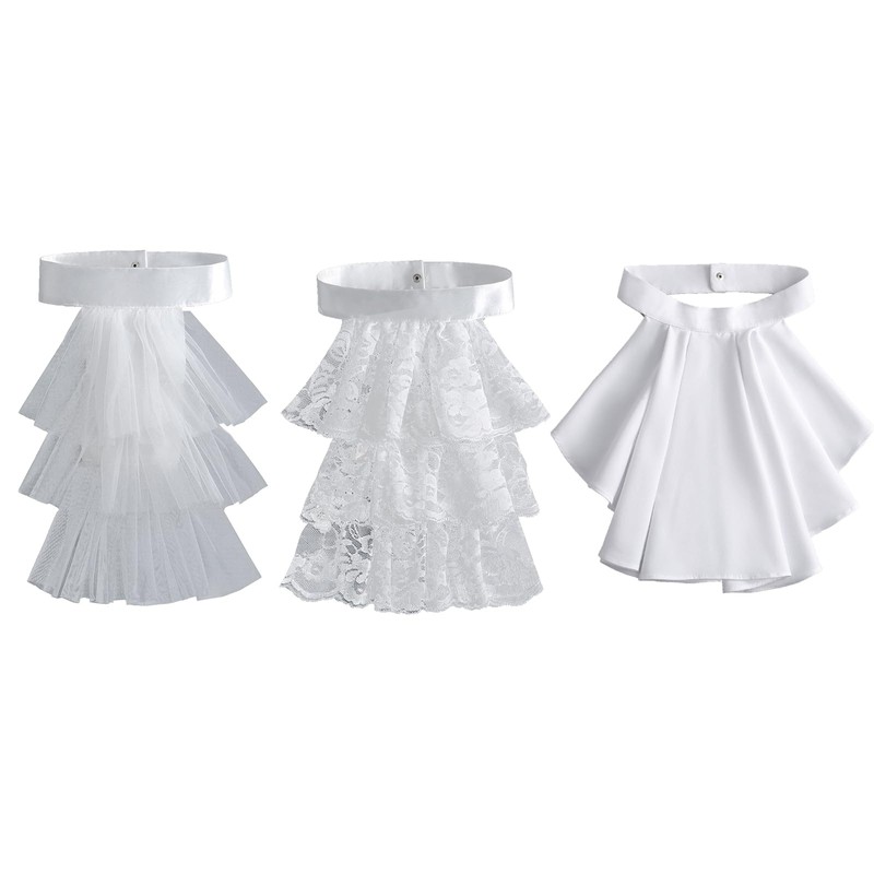 hokojix Detachable Ruffled Jabot Collar Multilayered Lace Collar for Victorian