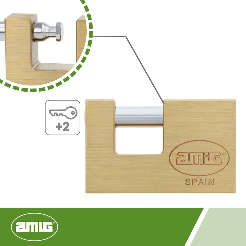 Amig - Padlock 60MM Brass | Rectangular Lock with Steel