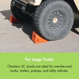 Checkers One Large Wheel Chock for 27-35" Tires, Heavy Duty Wheel Chocks for Semi Trucks, Utility, Tractor Trailer, 30k lb Load Capacity, Made in The USA, Polyurethane, UC1700
