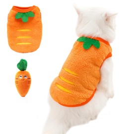 ANIAC Small Dog Sweater and Carrot Toy Set Warm Cat Clothes Fleece Puppy Sweatshirt for Small Dog Girl boy Chihuahua Sweater Carrot Easter Costume for Yorkie Pug Extra Small Dog (Orange, X-Large)