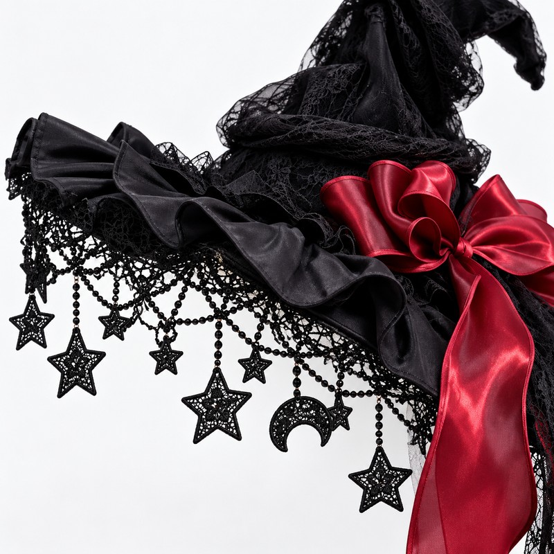 Lace Velvet Witch Hat for Halloween Costumes – Gothic Moon