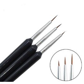 3-Piece Nail Art Liner Brushes Set for Gel Polish Painting and Design