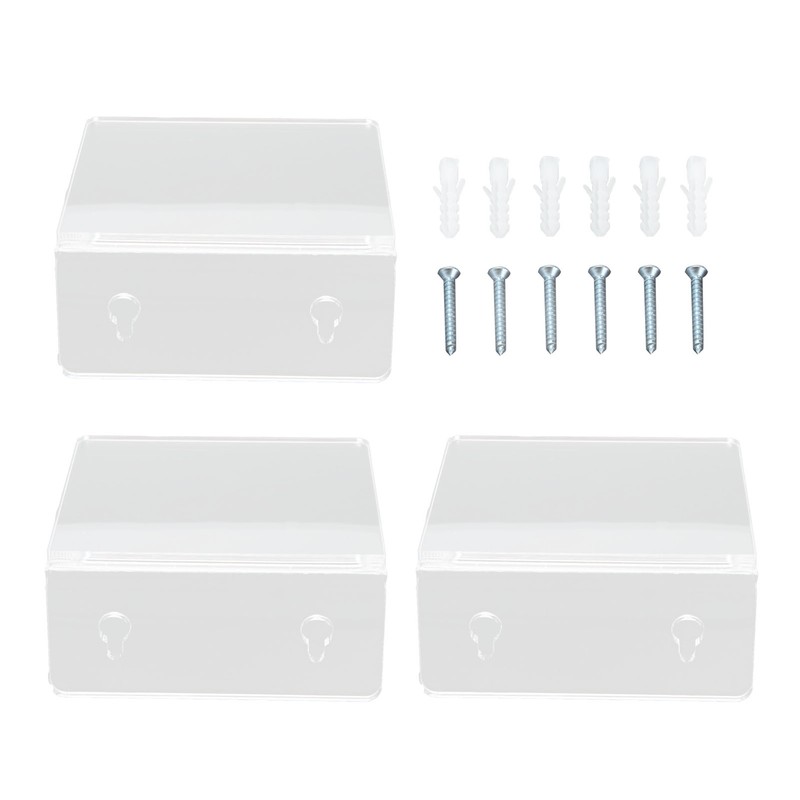 3PCS Clear Acrylic Display Rack Wall Mounted Floating Shelf for