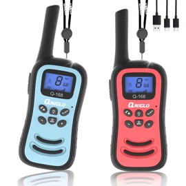 QNIGLO Kids Walkie Talkie, VOX Rechargeable Kids Walkie Talkie, 3KM Working Distance, 48H Standby, 8 Channels, Flashlight Function, Gift for 3-12 Year Old Girls & Boys (2-Pack)