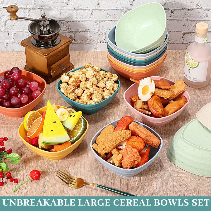 Gejoy 64 Pcs Unbreakable Cereal Reusable Wheat Straw Lightweight Bowls