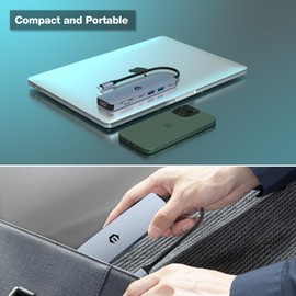 Qhou 7 in 1 USB C Dock with 4K HDMI, USB C 3.0 Data Port & 2 USB 3.0, 100W PD, SD/TF Card Reader for Laptop, Windows