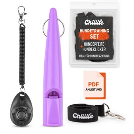 Chillife Premium Dog Training Accessory Set, Consisting of Dog Whistle and Dog Clicker, Perfect for Puppies and Dog Training and Education, Whistle for Dogs and Dog Clickers