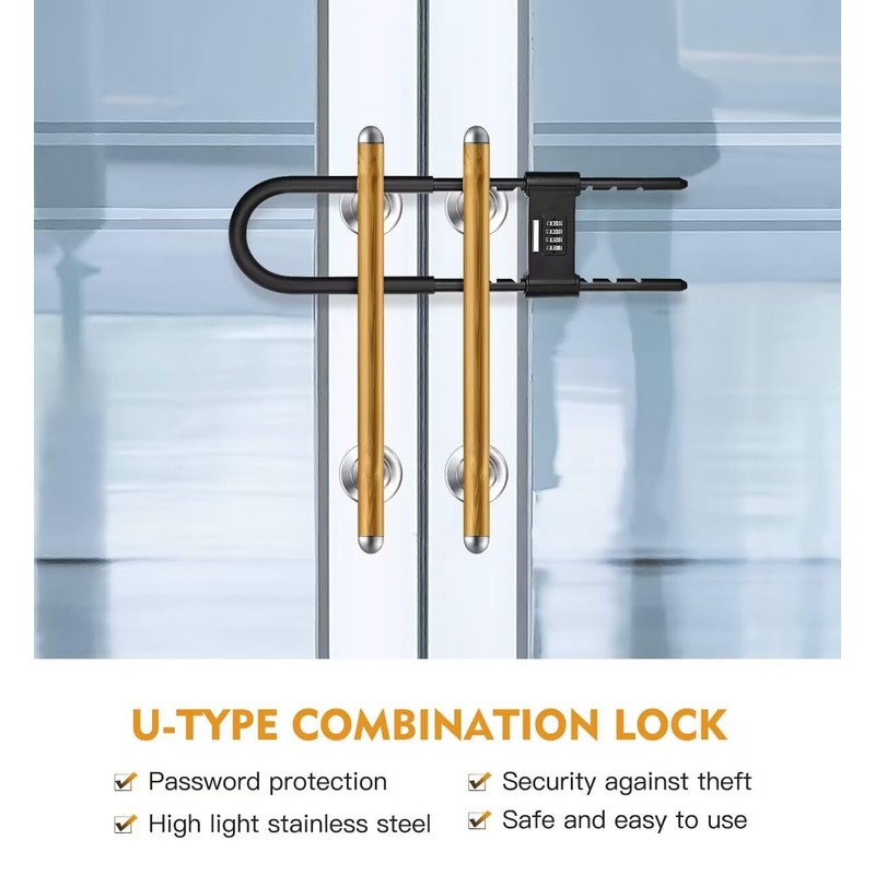 Long Shackle Padlock -U-Lock-Bike Combo U-Lock - Four-Position Combination Padlock