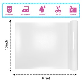 ROFISUE Puff Vinyl Heat Transfer, White, 10Inches*8Ft, 1 Piece, Puff Iron-On Transfers