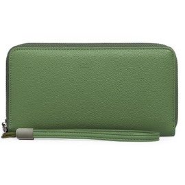 GOIACII Womens RFID Blocking Large Capacity Leather Ladies Wallet with Multiple Card Slots and Zipper Coin Purse, A03 Grass Green, Stylish