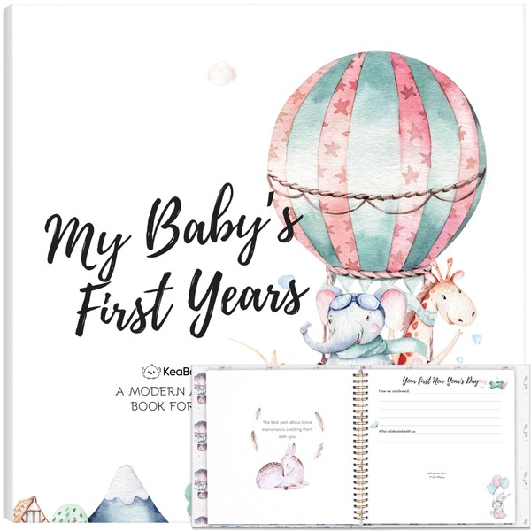 First 5 Years Baby Memory Book Journal - 90 Pages Hardcover First Year Keepsake Milestone Baby Book For Boys, Girls - Baby Scrapbook - Baby Album And Memory Book (AdventureLand)