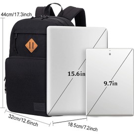 KEOFID Laptop Backpack for Men Women, Large School Backpack for Boys, Girls and Teenagers, Anti-Theft Computer Backpack, 15.6 Inch Laptop, Hand Luggage Backpack, black, Casual
