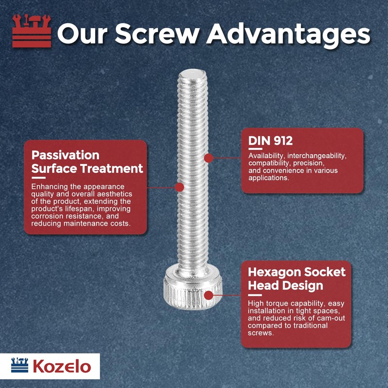 Kozelo 100pcs Socket Head Cap Screws - [M3-0.5 x 20mm]
