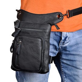 Leather Waist Pack Outdoor Drop Leg Bag for Men Women Travel Sports Motorcycle Bike Cycling Tactical Hiking Bum Bag Sling Crossbody Shoulder Pouch Camping Casual Daypack