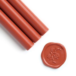 UNIQOOO Mailable Glue Gun Sealing Wax Sticks for Wax Stamp - Terra Cotta Orange, Fall Color Palette for Autumn Wedding Invitation, Cards Envelope, Snail Mail, Craft Project, Gift Idea, Pack of 8