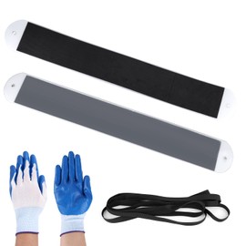 2pcs RV Slide Out Floor Protectors, Large 48.03x6.69in Premium PE and EVA Slide Out Sleds Protector with 2pcs Pull Straps & 1 Pair Gloves for Camper Travel Trailer(Black)