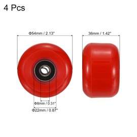 PATIKIL 4 pieces 54 mm longboard wheels with bearings ABEC-9 skateboard wheel road wheels for skateboards cruiser wheels replacement 85A red