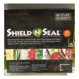 Shield N Seal 11"x23" Vacuum Seal ZIPPER Bags 50pc (BLACK/BLACK, 5mil, SNS2500)
