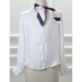 Allegra K 70cm Stripe Print Square Scarves Kerchief Neck Head Scarf Neckerchief Headband for Ladies Pink White