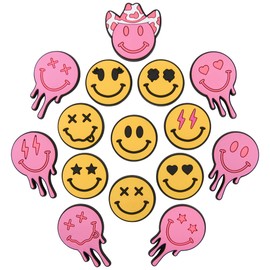 Smiley Face Croc Charms for Boys Girls Cute Pink Yellow Smile Shoe Decoration Wristband Clog Accessories Party Favors