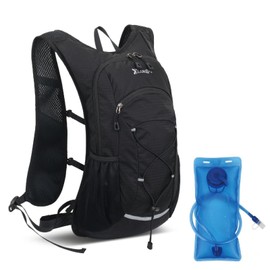 JEELAD Hydration Backpack 18L Hiking Backpack with 2L Water Bladder for Hiking Trail Running Cycling Marathon (C-Black(18L)-with 2L EVA Water Bladder, One Size)