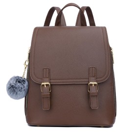 KKXIU Stylish Small Teen Girls Backpack Bag for Women Synthetic Leather Mini Bookbag Purse with Multiple Pockets (a-coffee)
