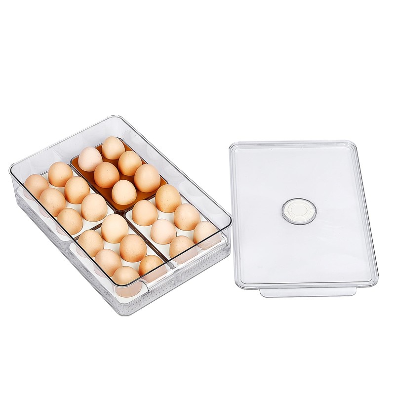 FreshKeeper Stackable Egg Holder for Fridge with Time Scale on